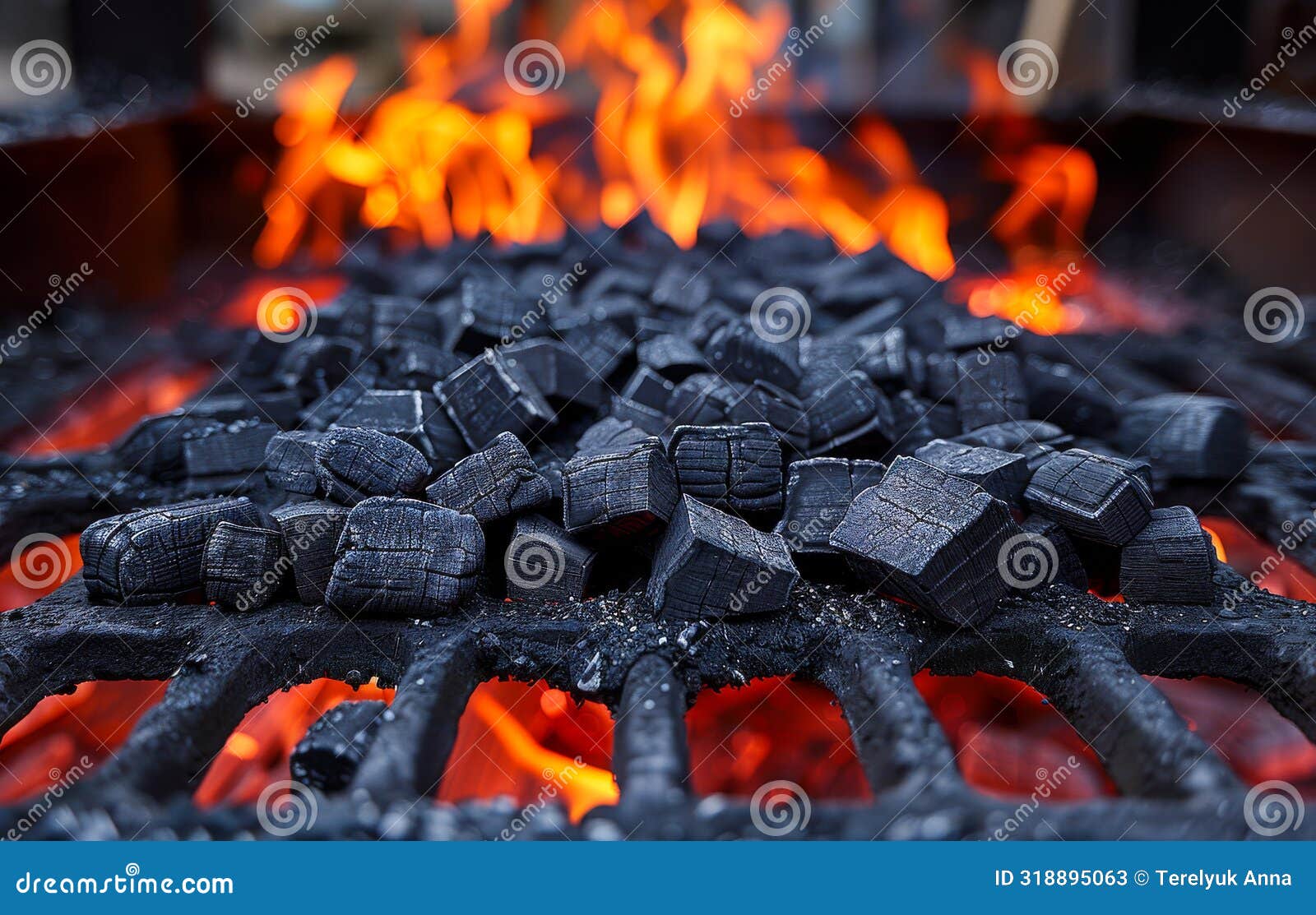 Charcoal Briquettes are Burning on the Grill Stock Image Image of
