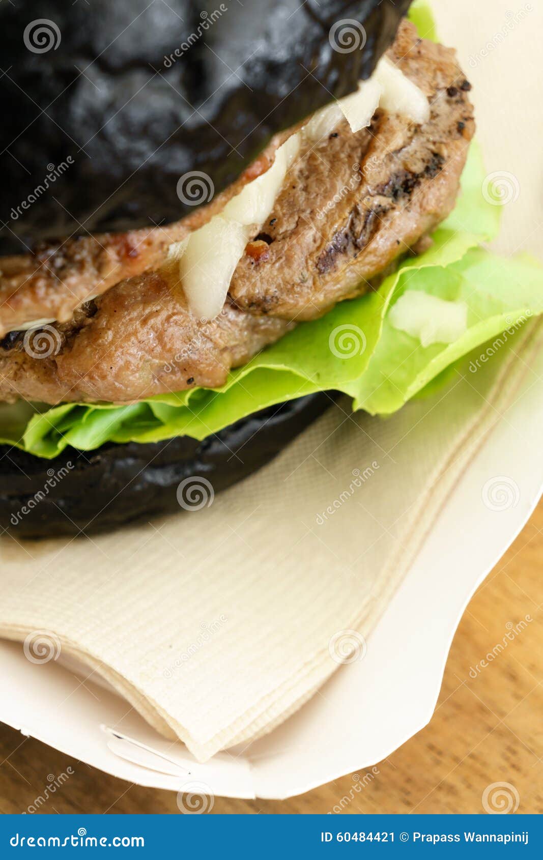Charcoal Bun Double Cheese Burger Stock Image Image of beef, double
