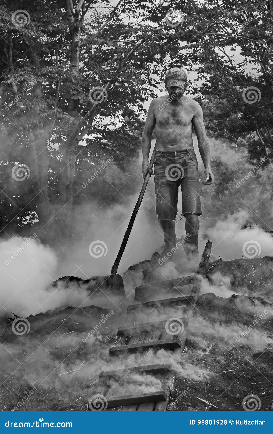 Charcoal burner 2 editorial stock photo. Image of monochrome 98801928