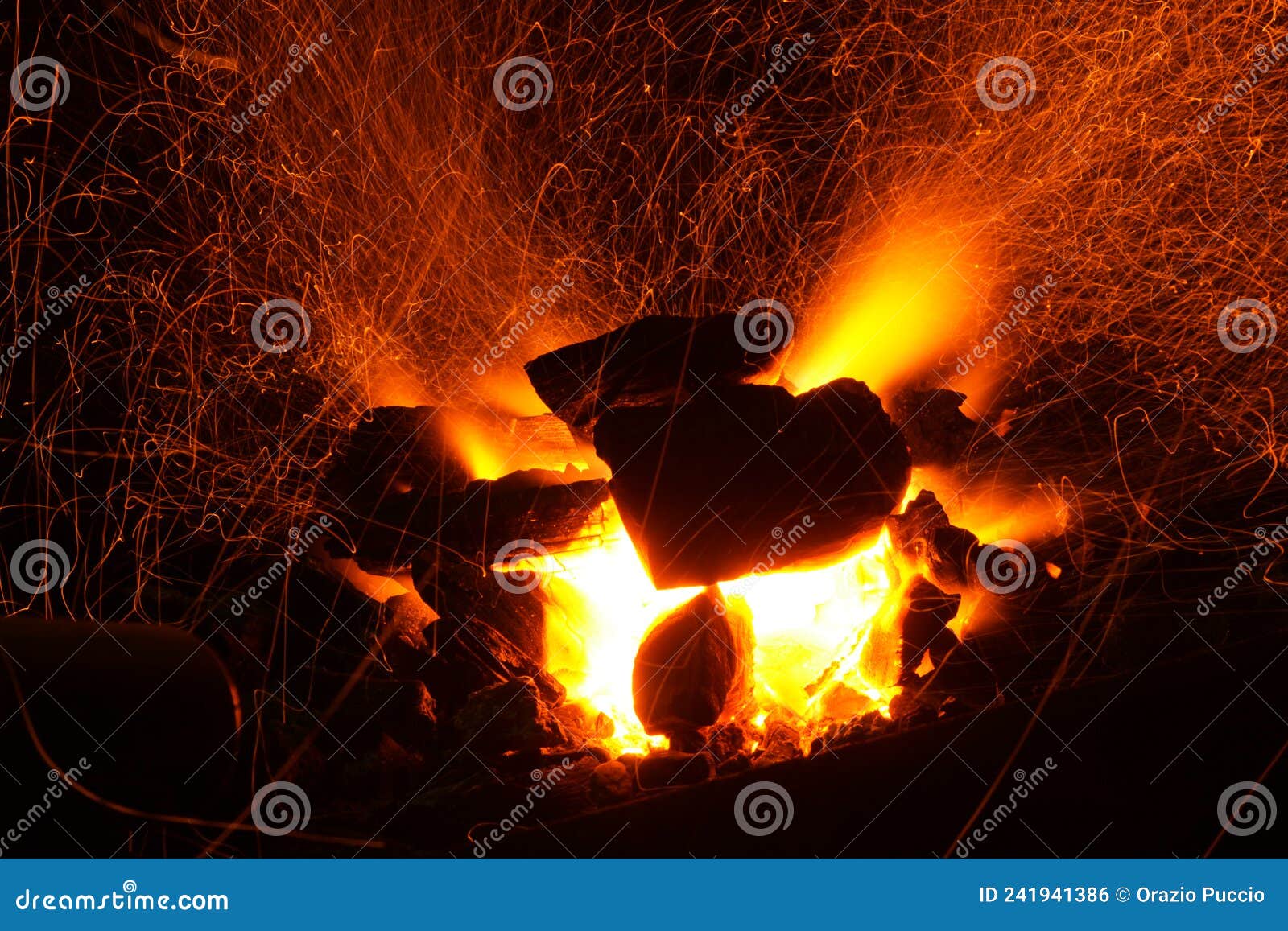 Charcoal Burning in a Barbecue. Flame of Fire Stock Photo Image of coals, black 241941386