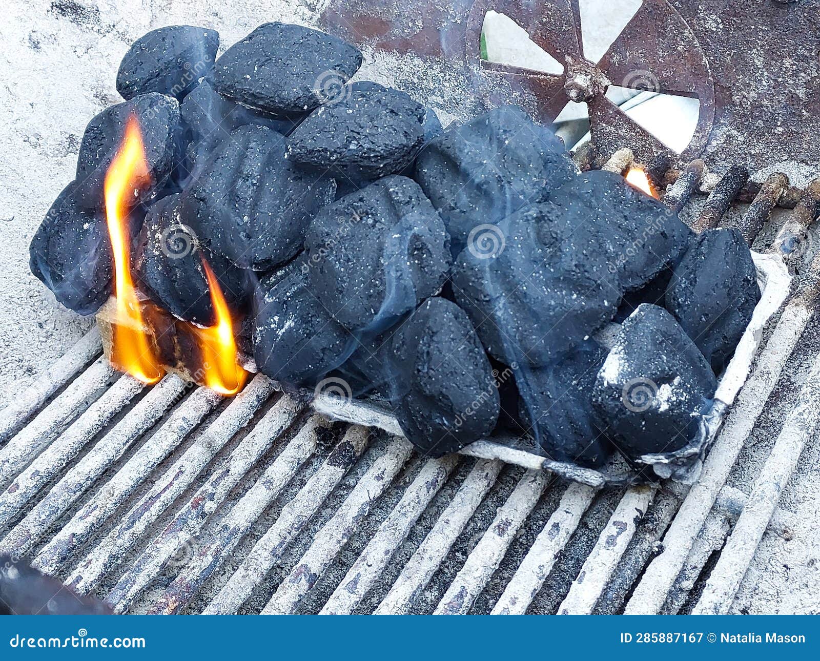 Charcoal on a Burning Egg Carton Stock Image Image of package