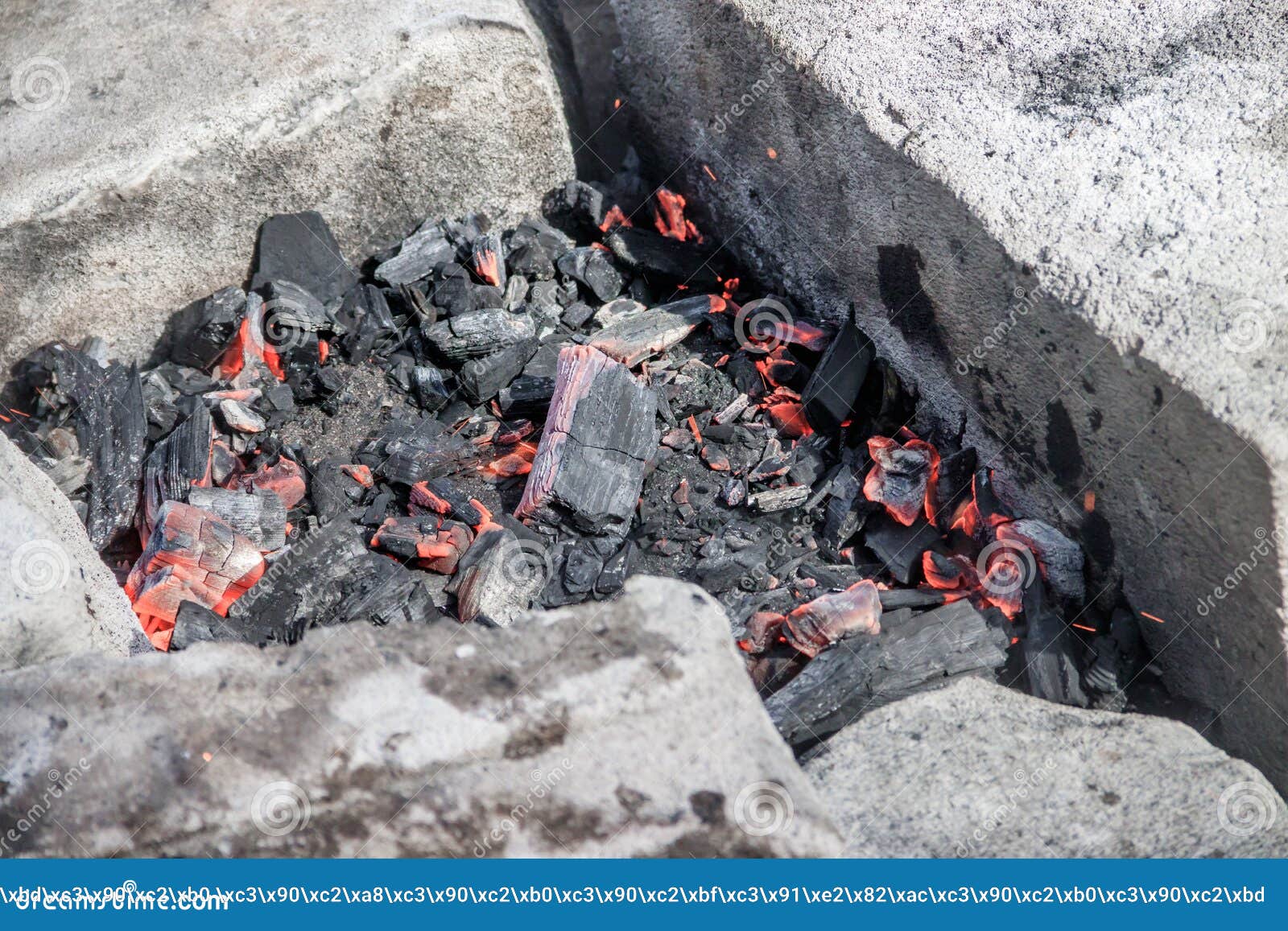 Charcoal Burning in the Grill. the Fire in the Grill. Kindle Fire