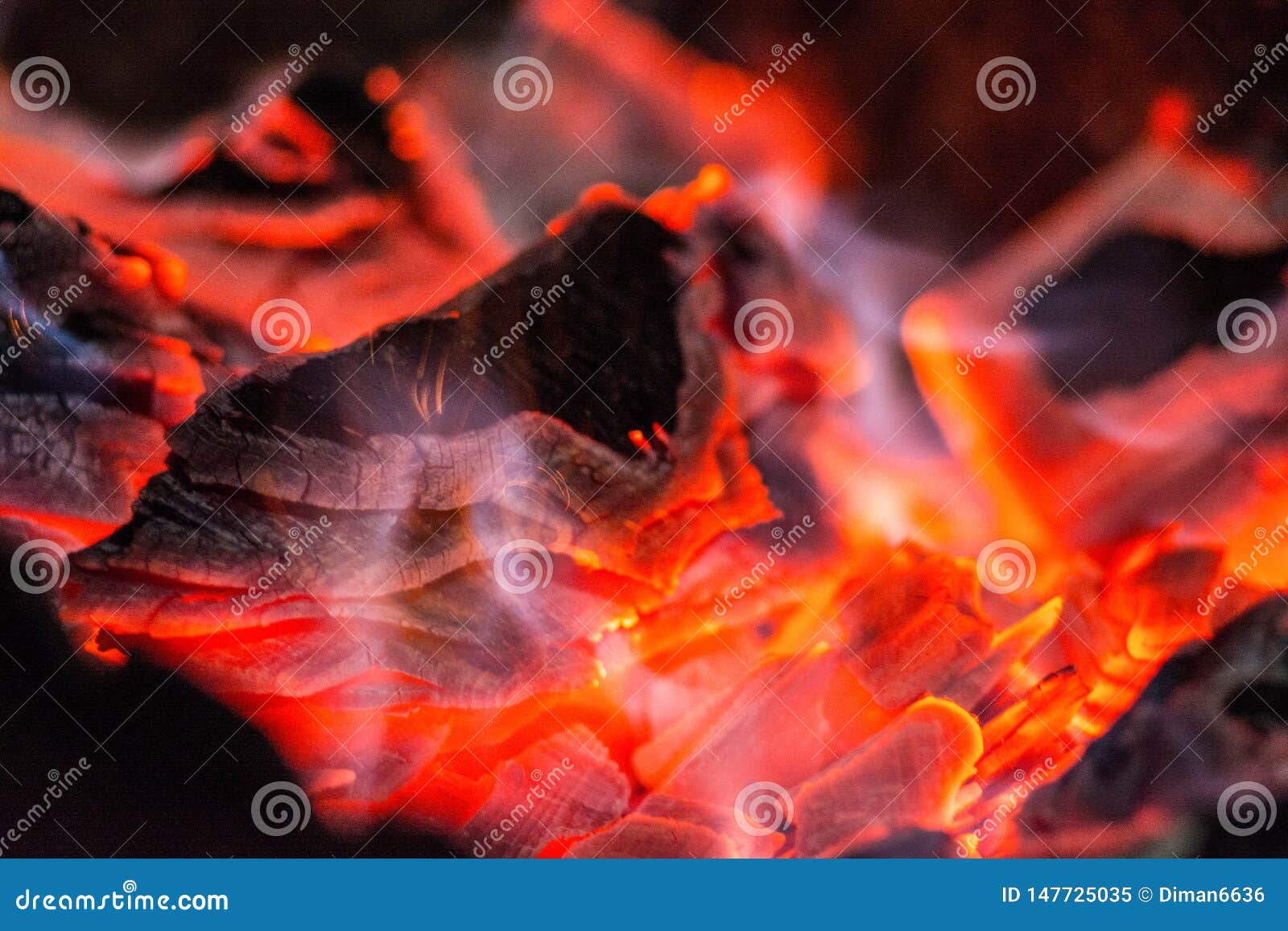 Charcoal Smolder In The Iron Grill. Cooking Picnic Outdoors. Sparks