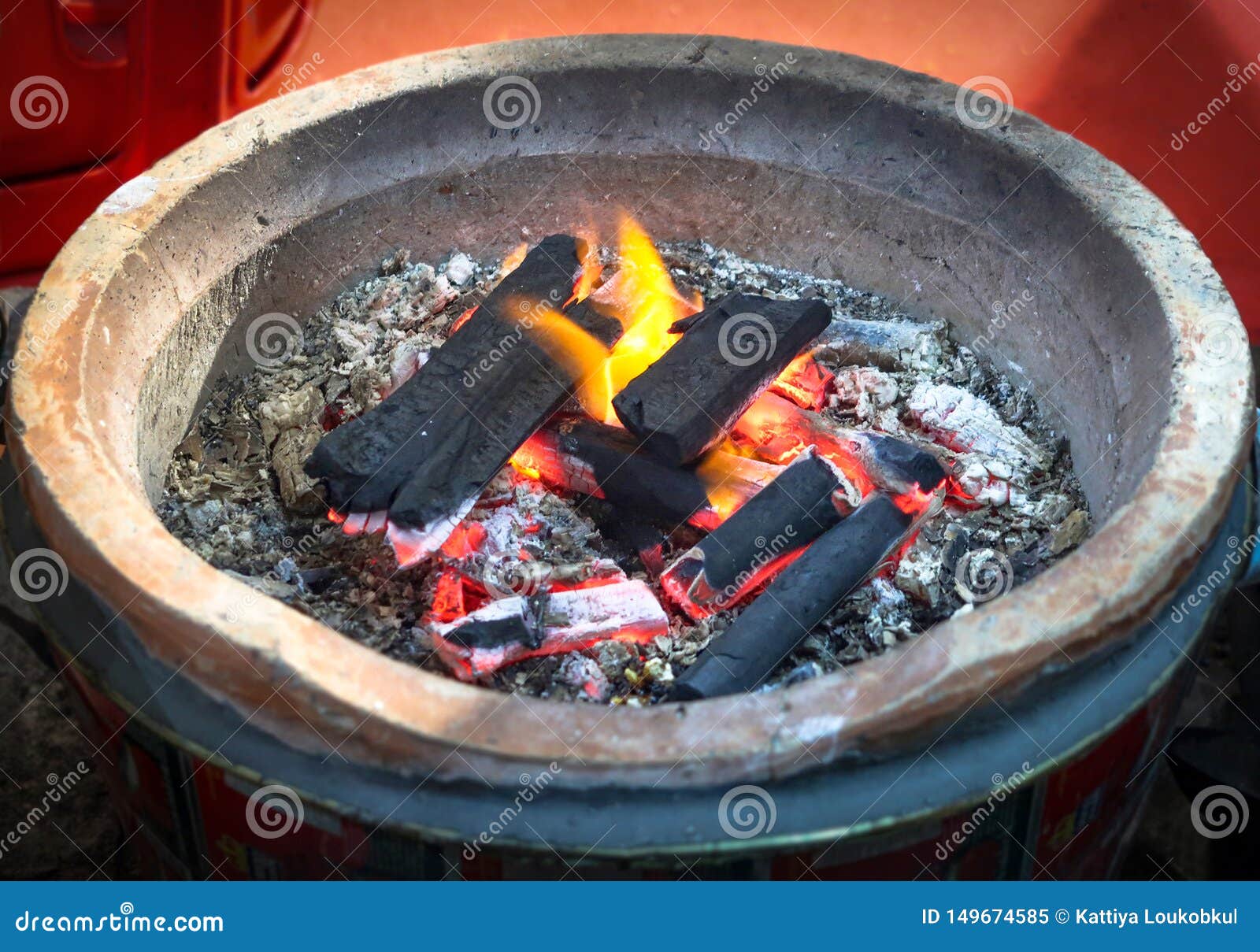 Burning Charcoal in the Stove Stock Image Image of burning, bonfire