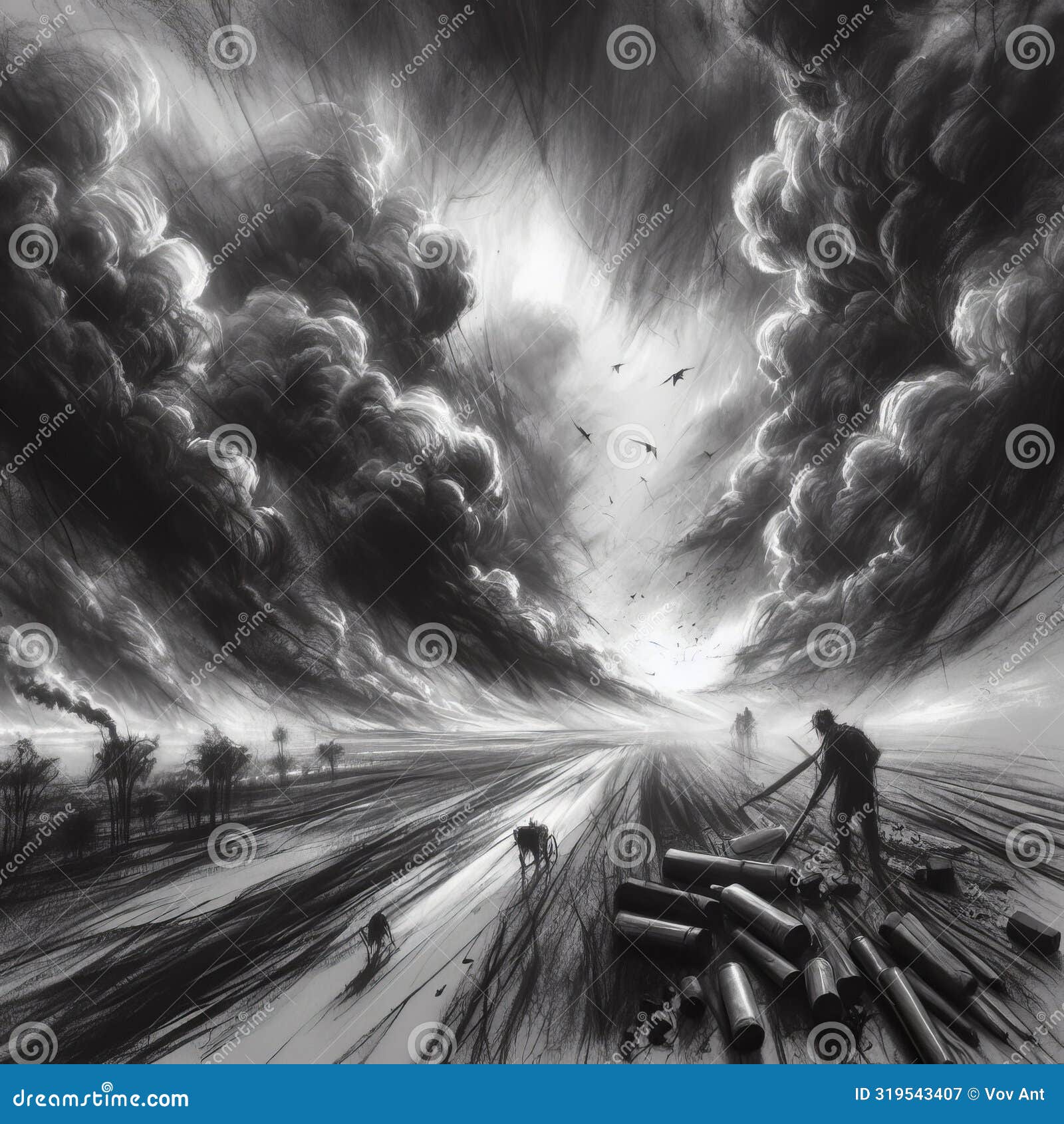 Charcoal Drawing a Dramatic and Bold Drawing Produced with Ha Stock