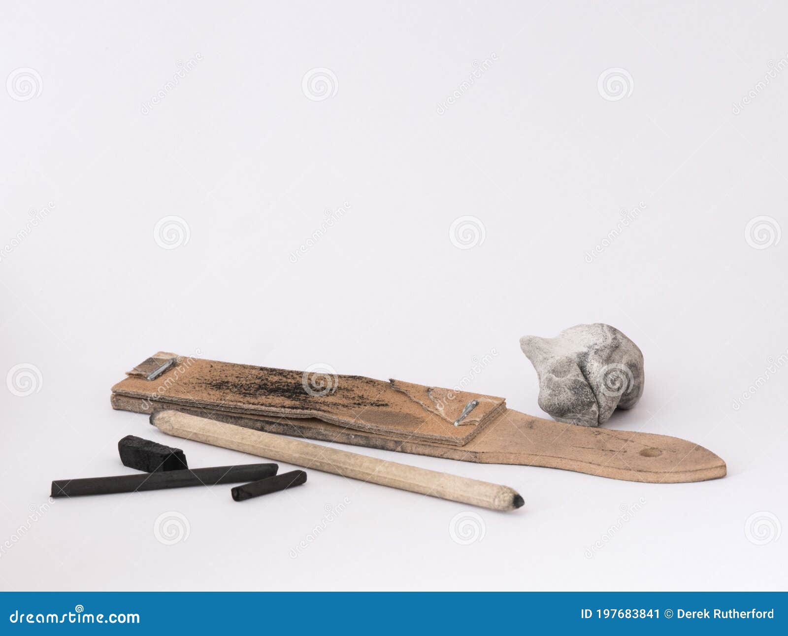 Charcoal Drawing Supplies stock image. Image of text 197683841