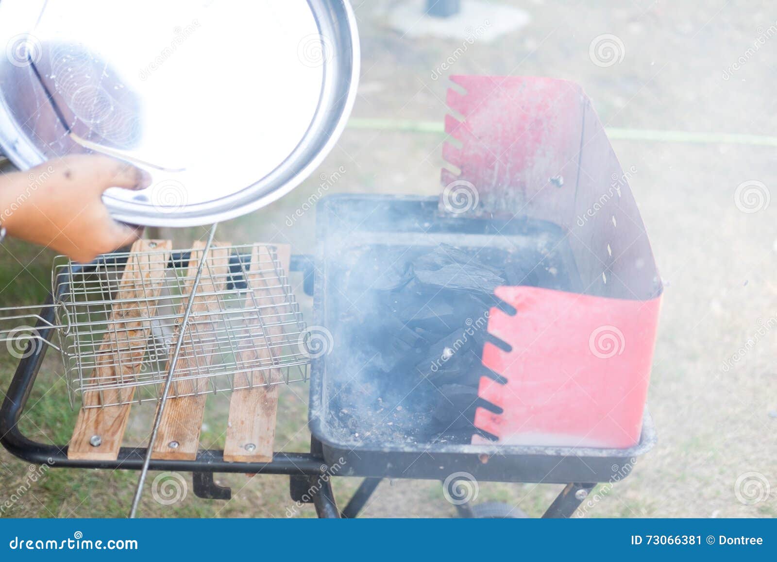 Charcoal Fire for BBQ in the Garden Stock Image Image of danger