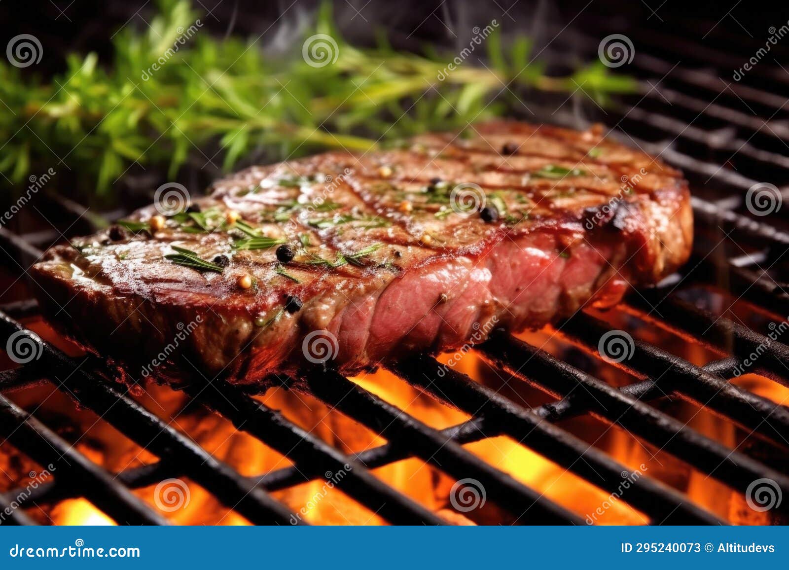 Charcoal Grilled Sirloin Steak with Visible Smoke Stock Image Image