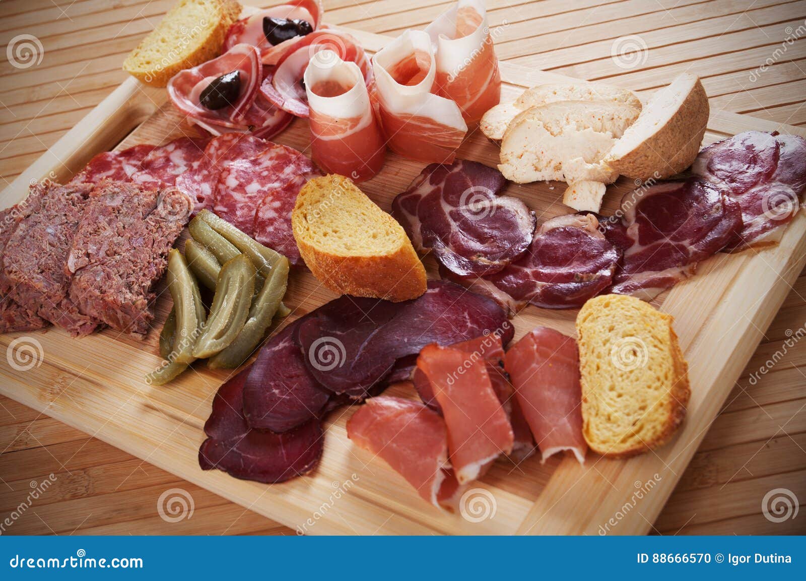 Charcuterie Board with Cured Meat Stock Photo Image of smoked, tapa