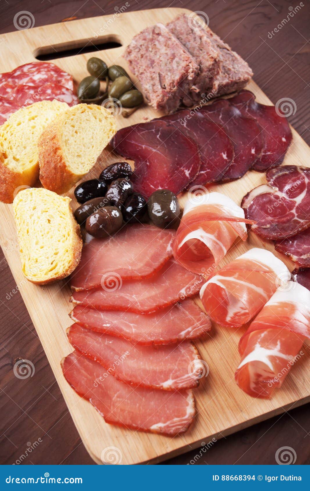 Charcuterie Board with Cured Meat and Olives Stock Photo Image of