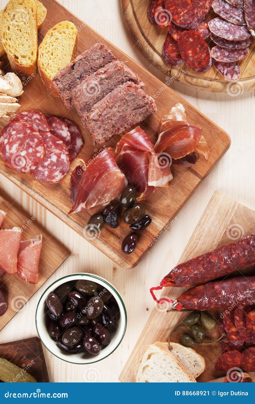 Charcuterie Board with Cured Meat and Olives Stock Image Image of