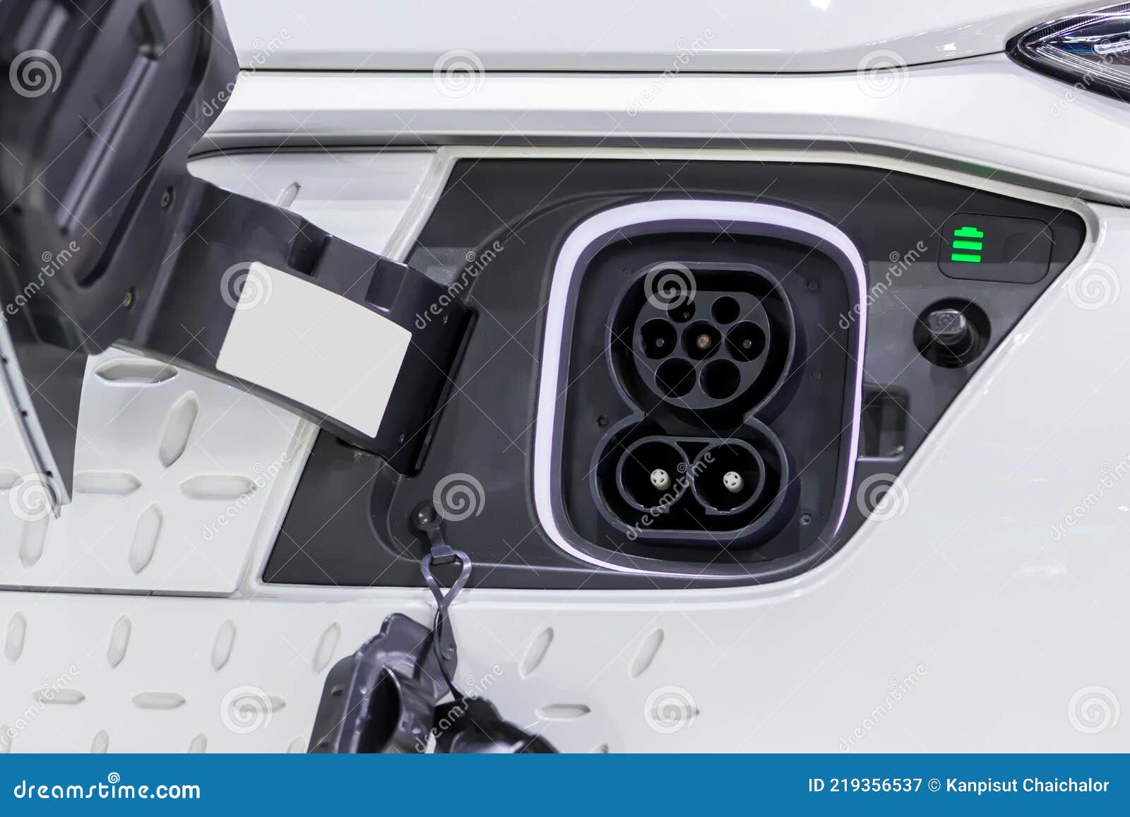 Charge Port on an Electric Car, Ev Charging Port on Electric Car