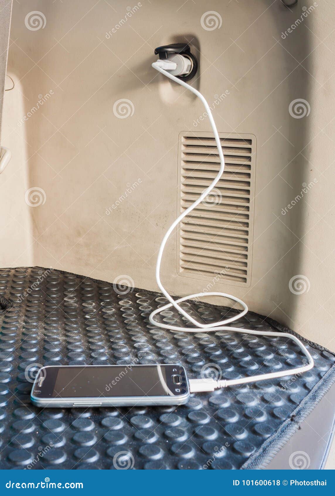 Charger plug on car stock photo. Image of converter 101600618