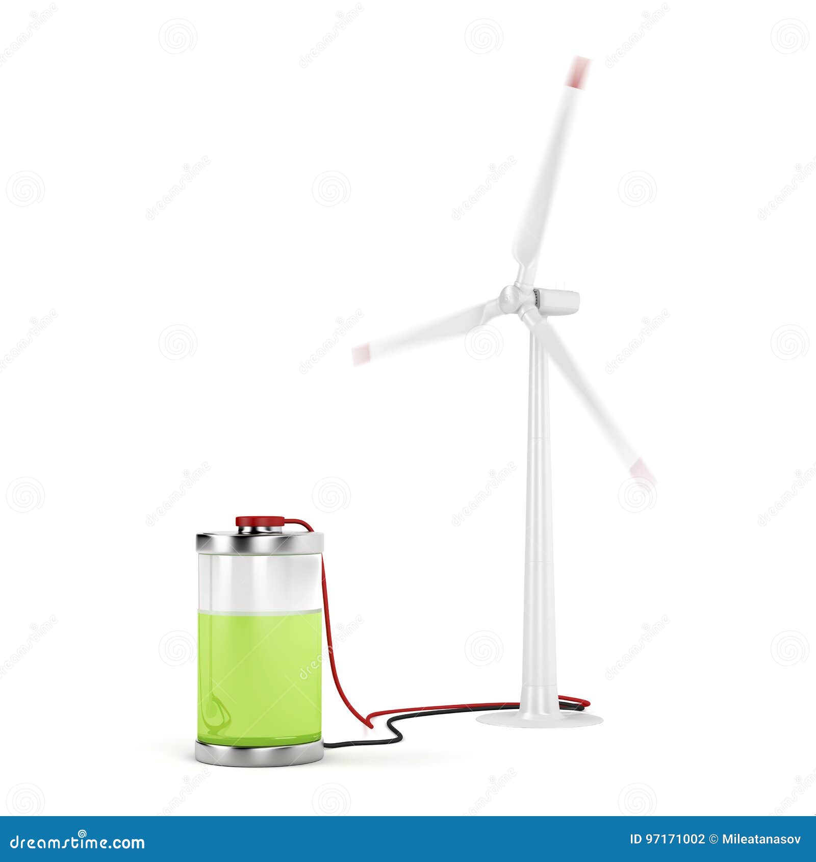 Charging Battery with Wind Turbine Stock Illustration Illustration of