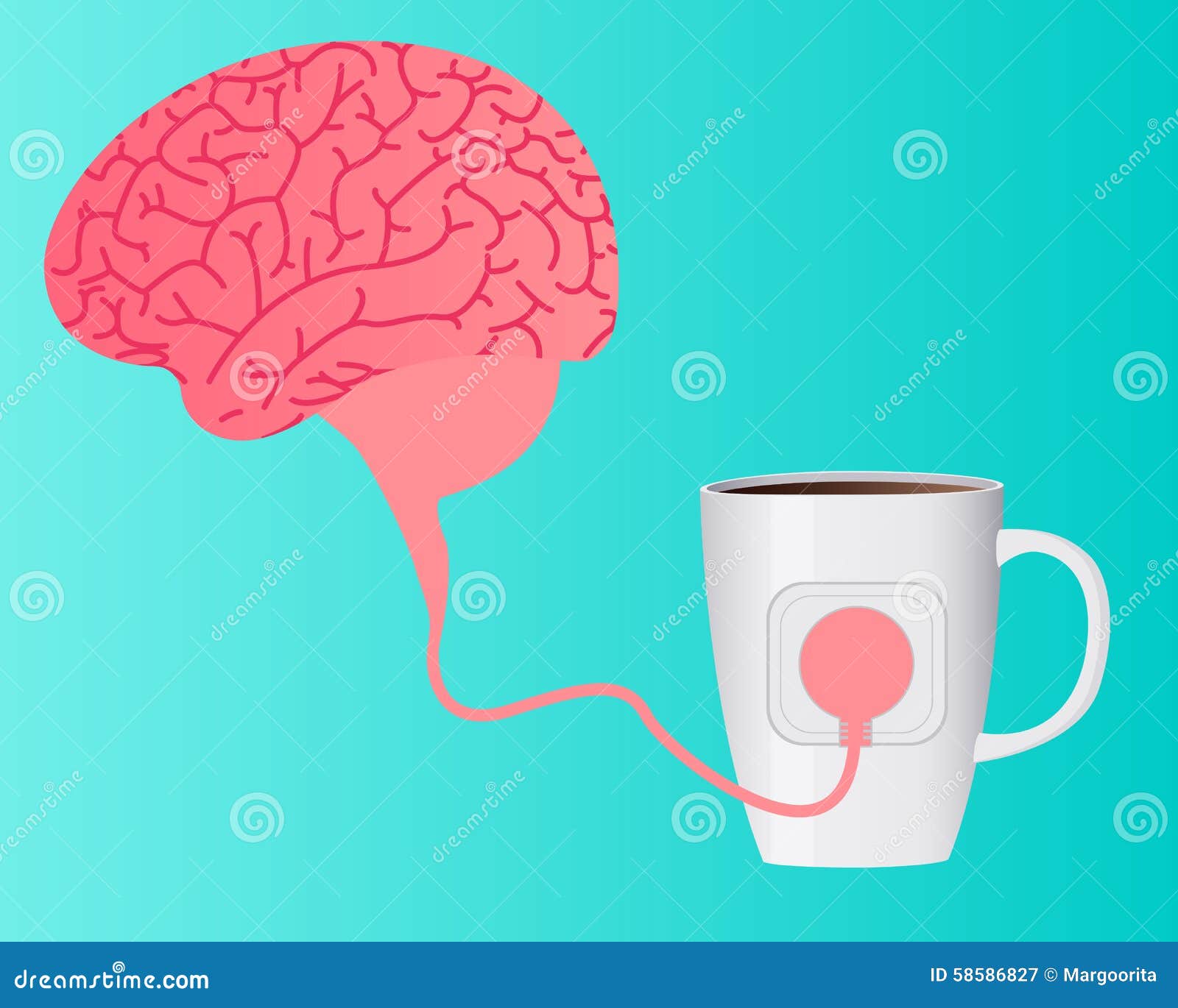 Charging brain caffeine stock vector. Image of brain 58586827