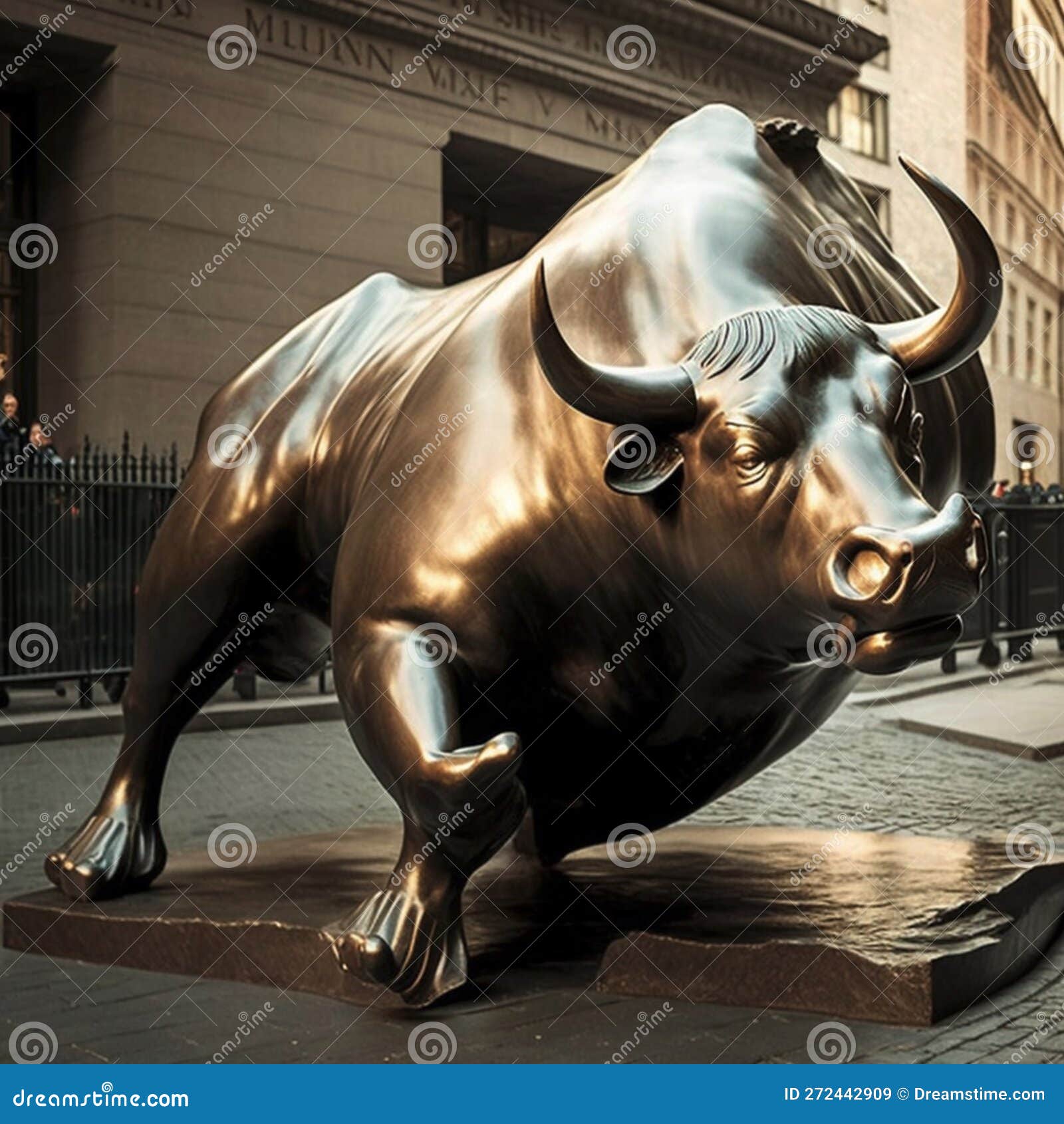 charging bull bronze sculpture by italian artist arturo di modica, bowling green, manhattan ai, generative