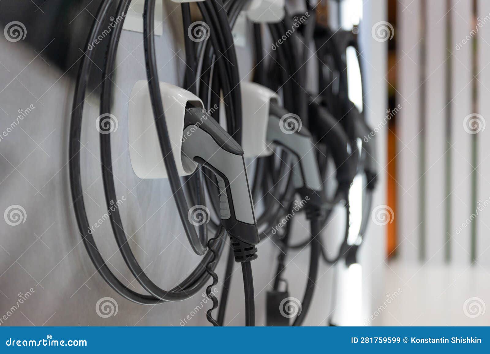 Charging Cables at the EV Charging Station Stock Image Image of environment, cable 281759599