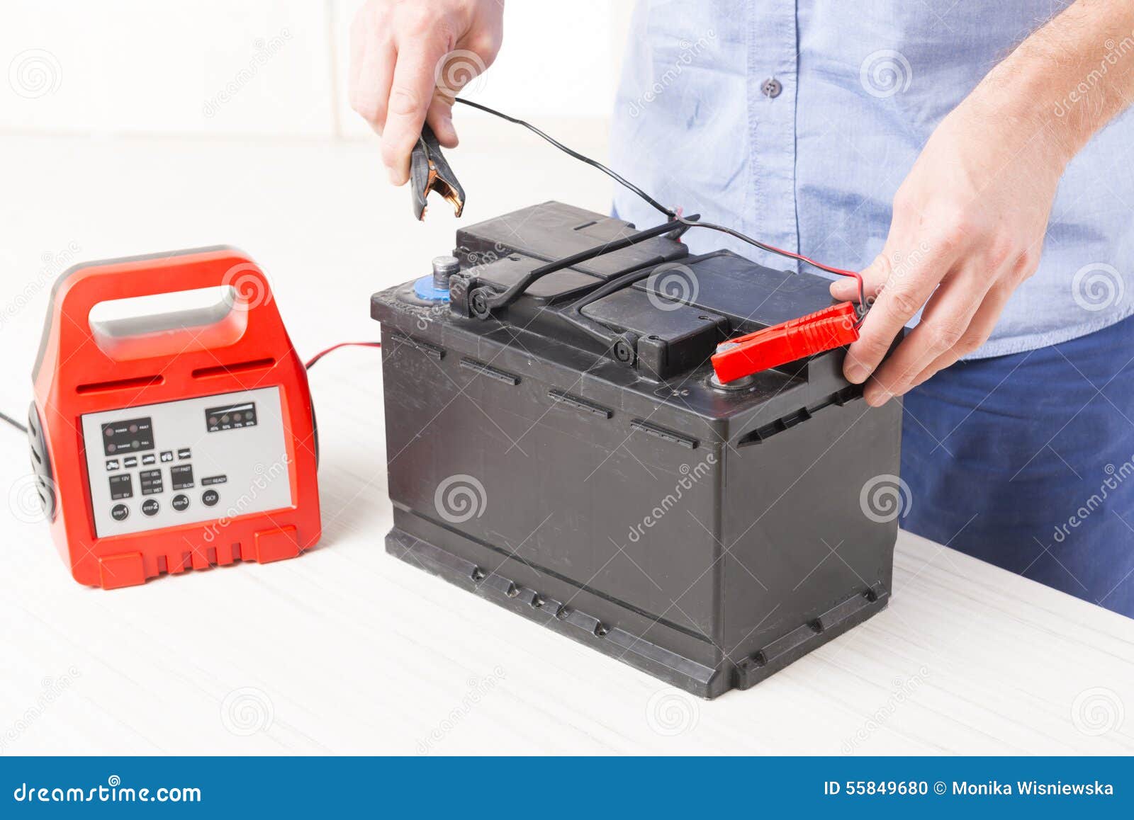 Charging car battery stock photo. Image of power, checking 55849680