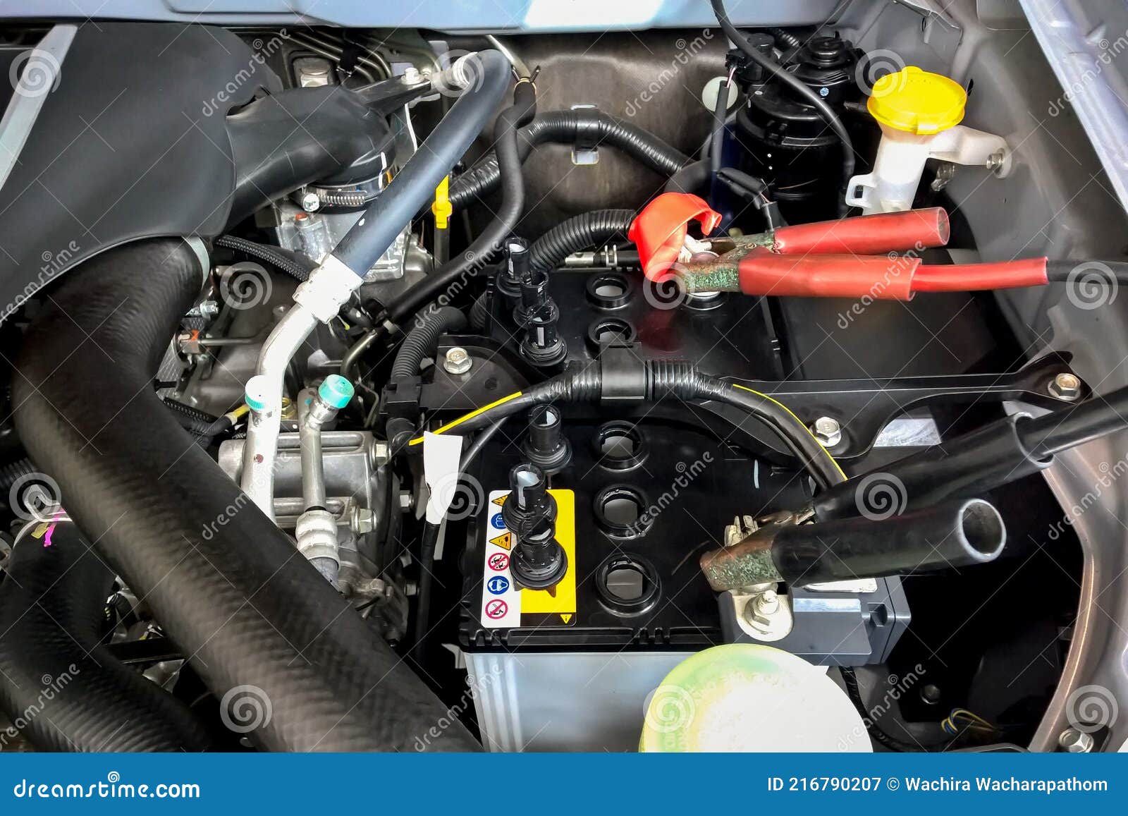 Charging Car Battery with Jumper Cables Stock Image Image of motor