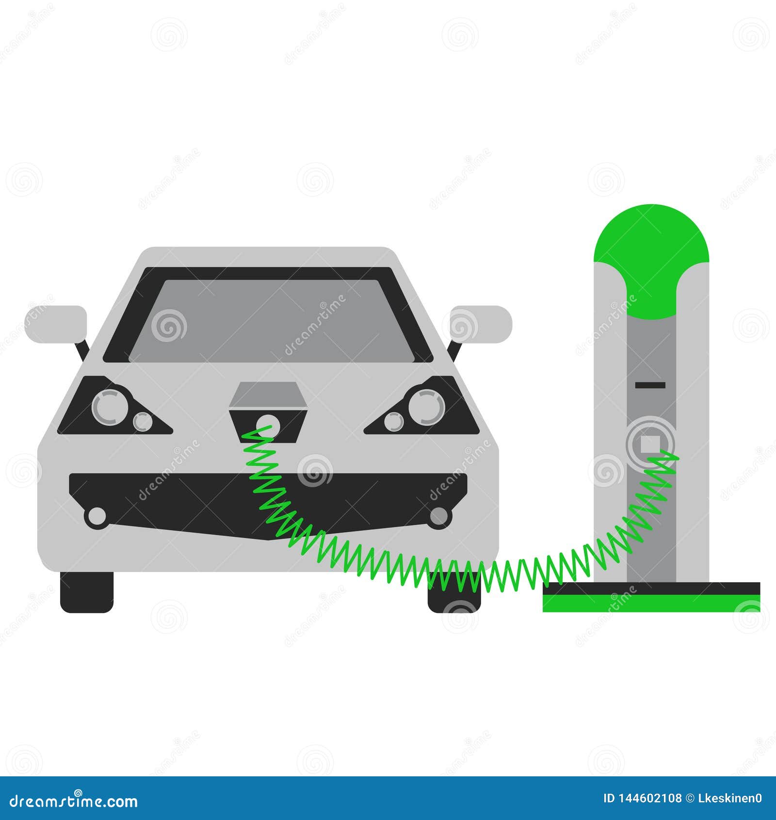 Charging Car Flat Illustration Stock Vector - Illustration of station ...