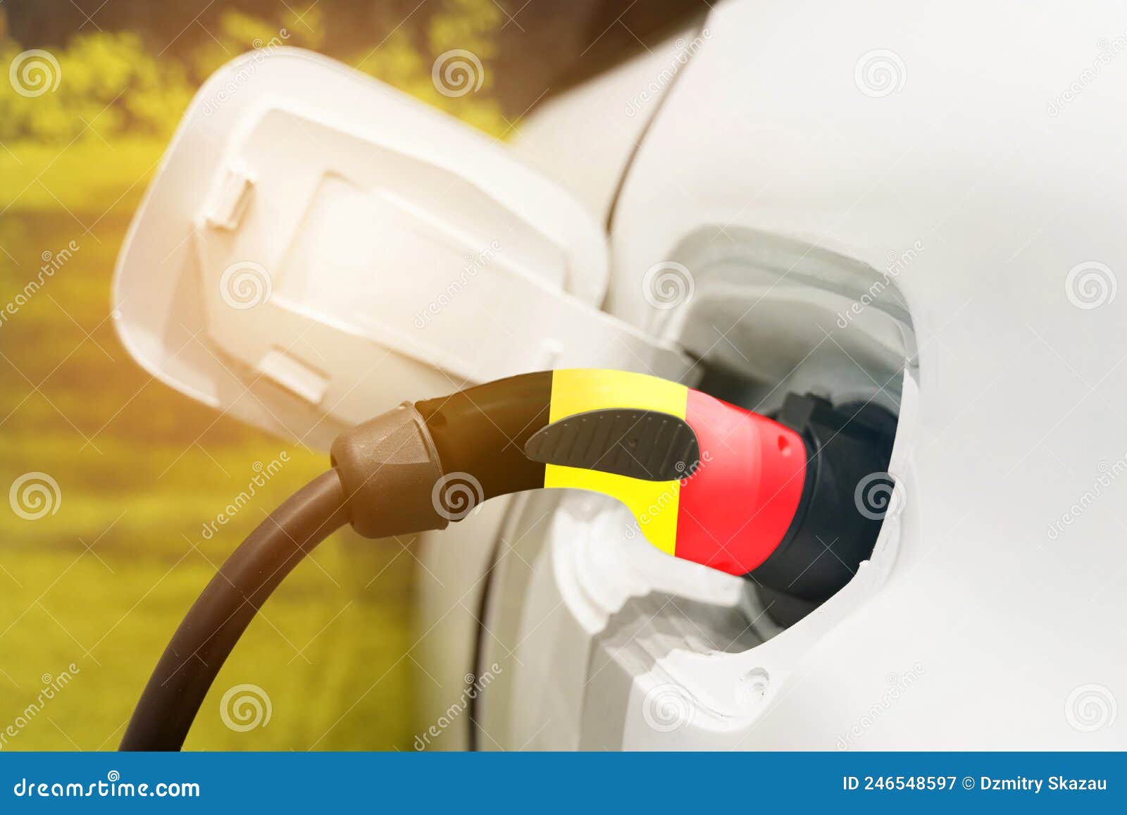 Charging an Electric Vehicle Using an Electric Cable with the Image of