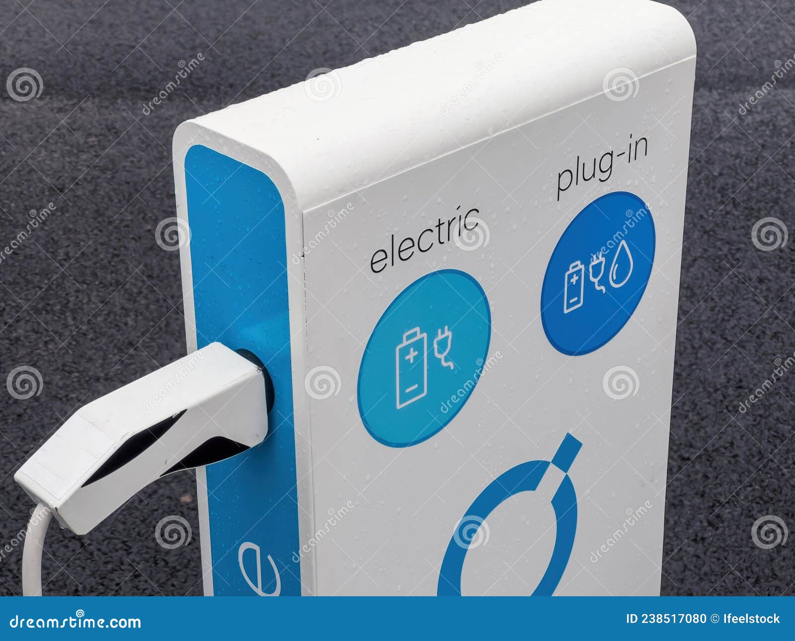 Charging Station with Two Different Plugs Electric and Plugin Stock