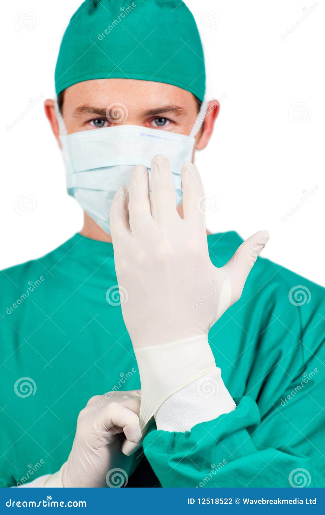 Charismatic Surgeon Wearing Surgical Gloves Stock Photo Image of