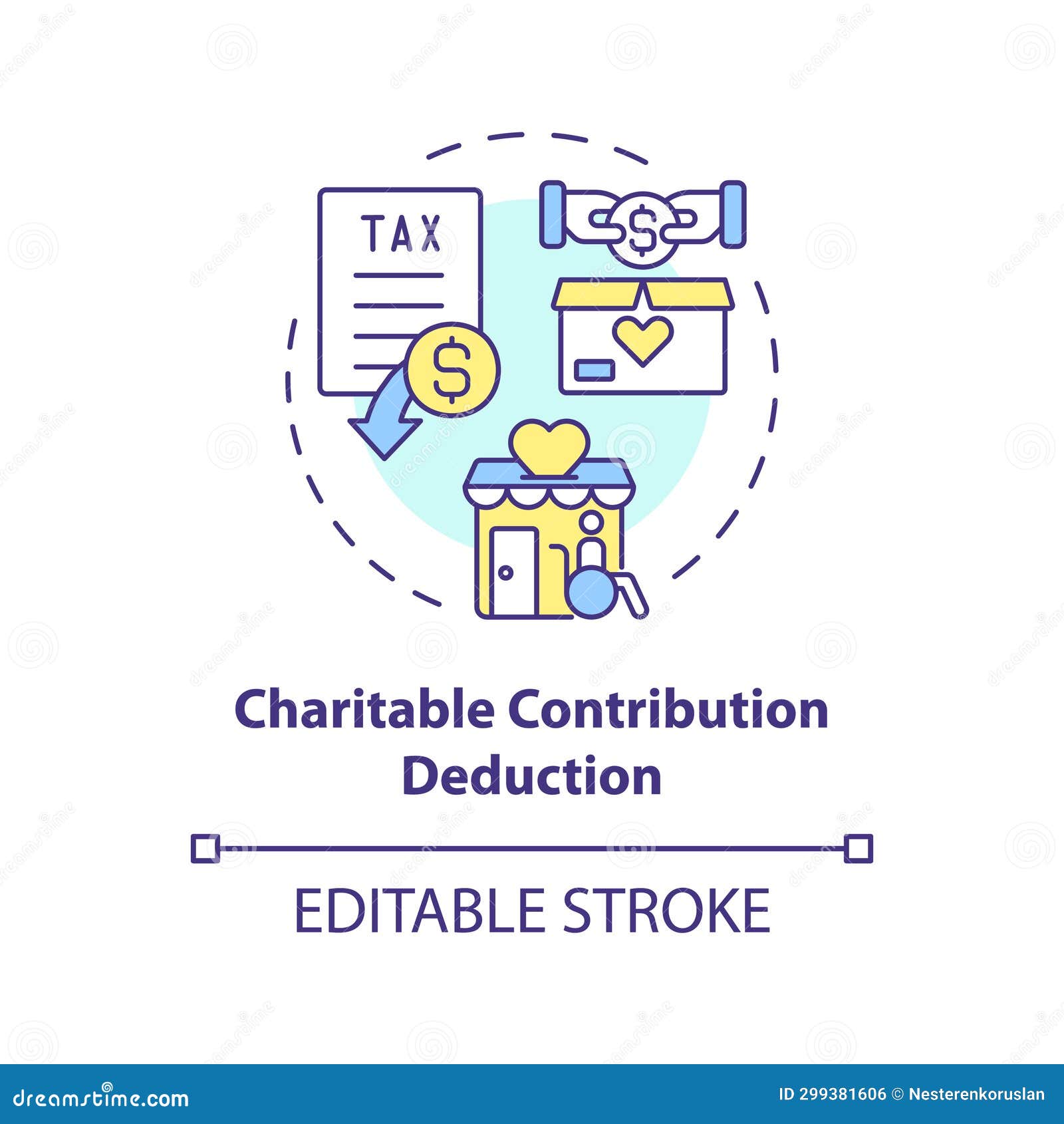 Charitable Contribution Deduction Multi Color Concept Icon Stock