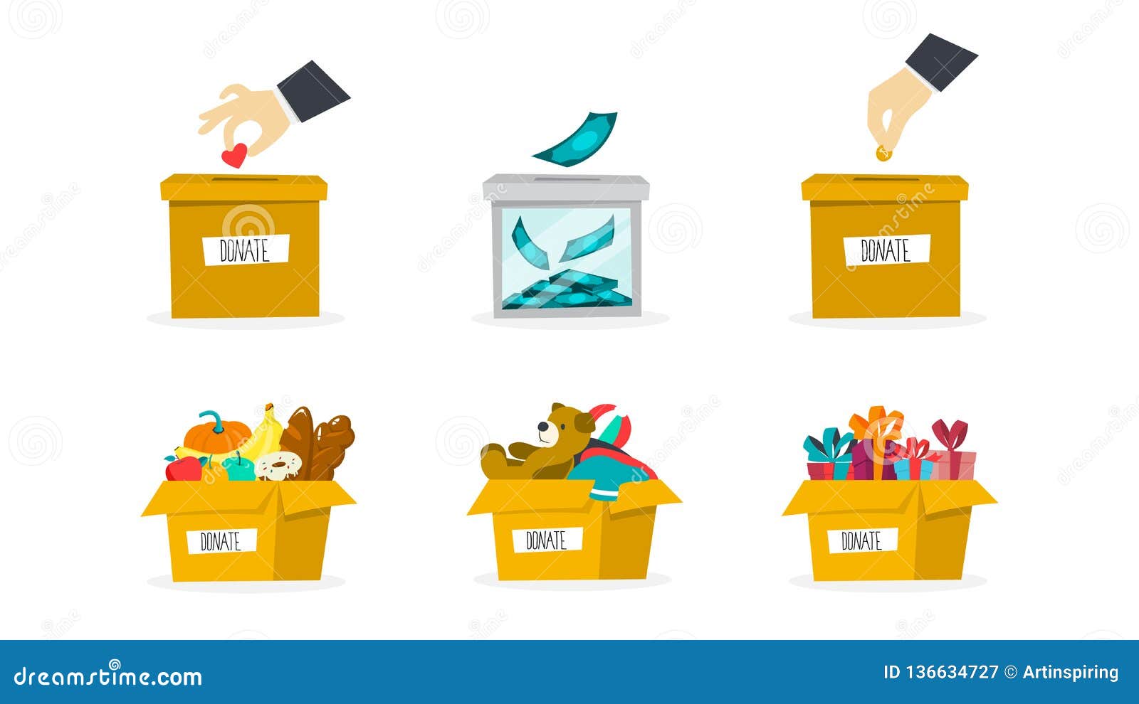Charity Concept People Donate Money And Clothes Stock Vector Illustration Of Nature Donate 136634727