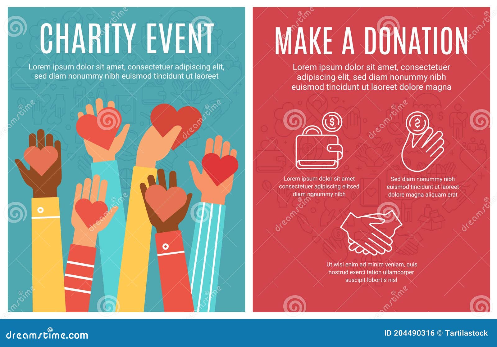 Charity Event Flyer. Donation and Volunteering Poster. Hands Inside Charity Event Flyer Template