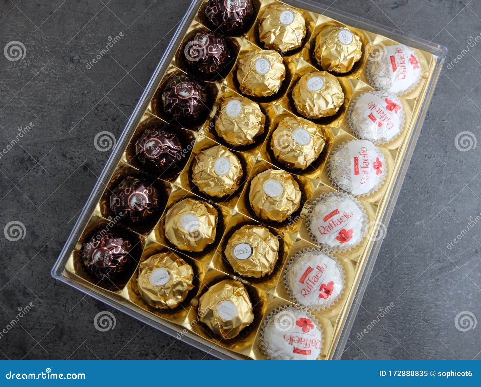 Ferrero Chocolate Pralines Collection Box with Raffaello, Ferrero Rocher  and Rond Noirs Editorial Image - Image of packaging, closeup: 172880835