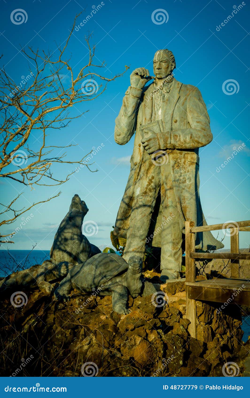 Charles Darwin Statue in San Cristobal Island Stock Image Image of famous, outdoors 48727779