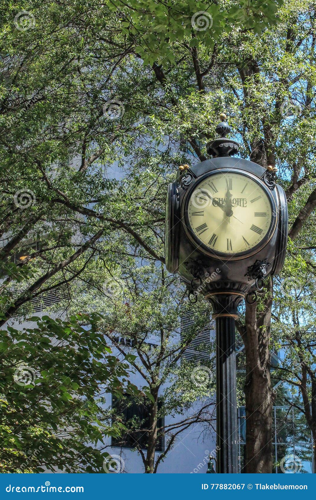 Charlotte NC town clock 4 editorial photography. Image of landmark 77882067