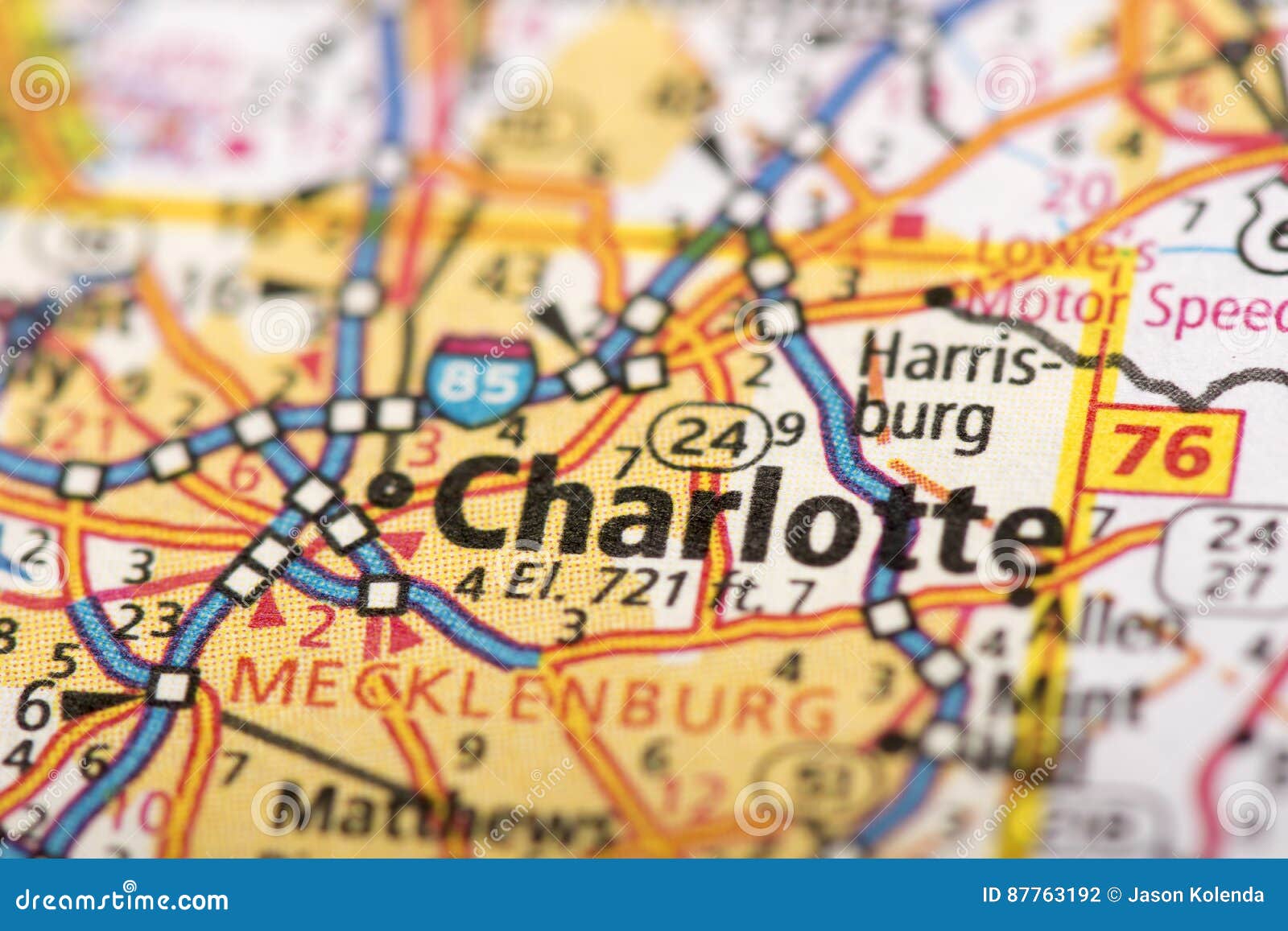 Charlotte, North Carolina on Map Stock Photo - Image of political