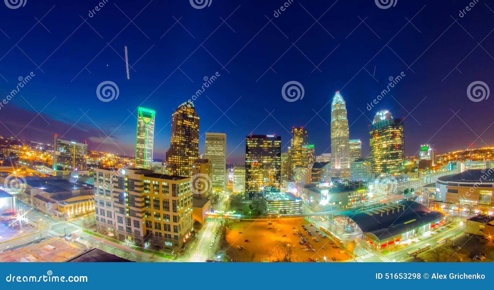 Charlotte Skyline at Dawn Hours Stock Photo Image of financial