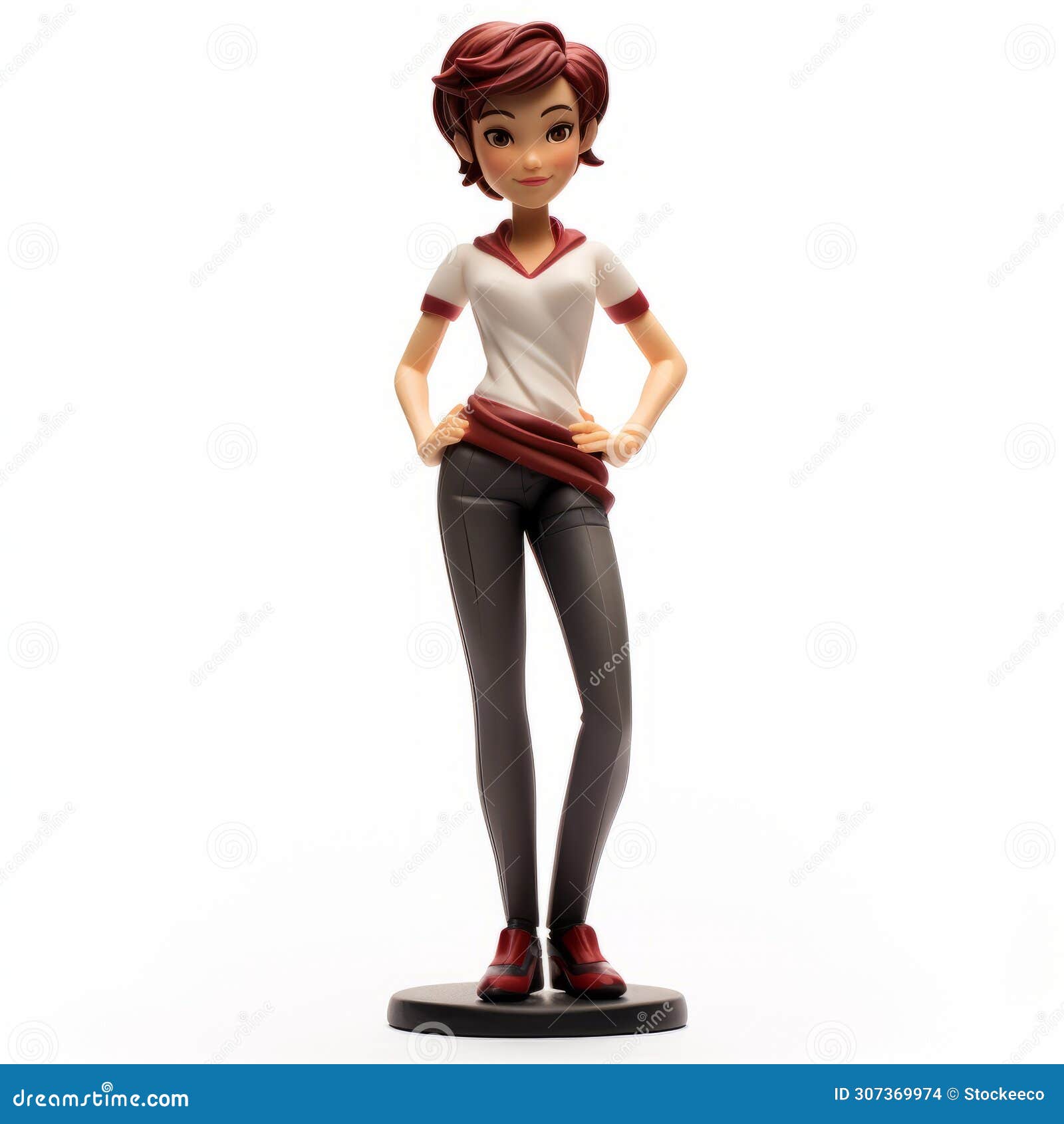 charming anime girl figurine with red shirt - dynamic and stylish