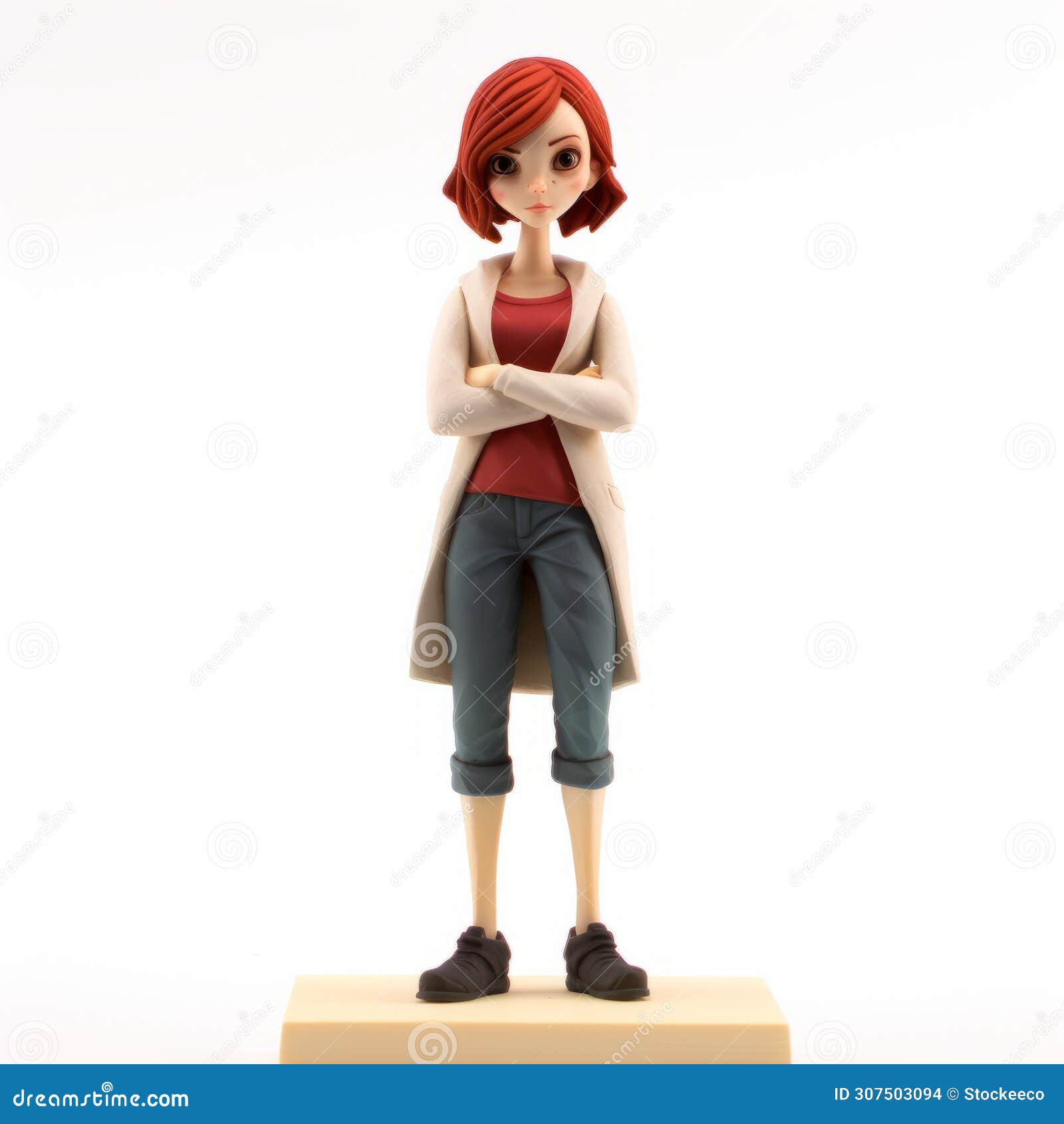 charming anime figurine with red hair - normcore style