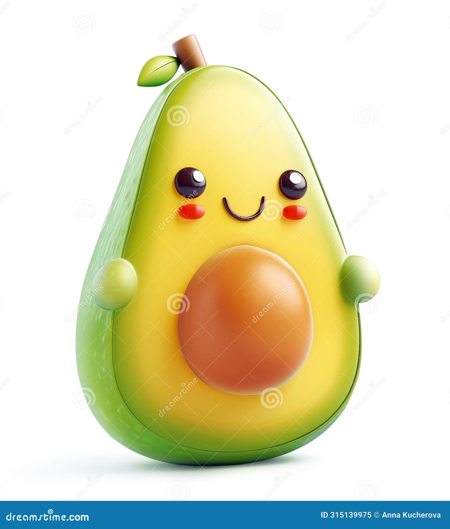 charming avocado character with a sweet smile