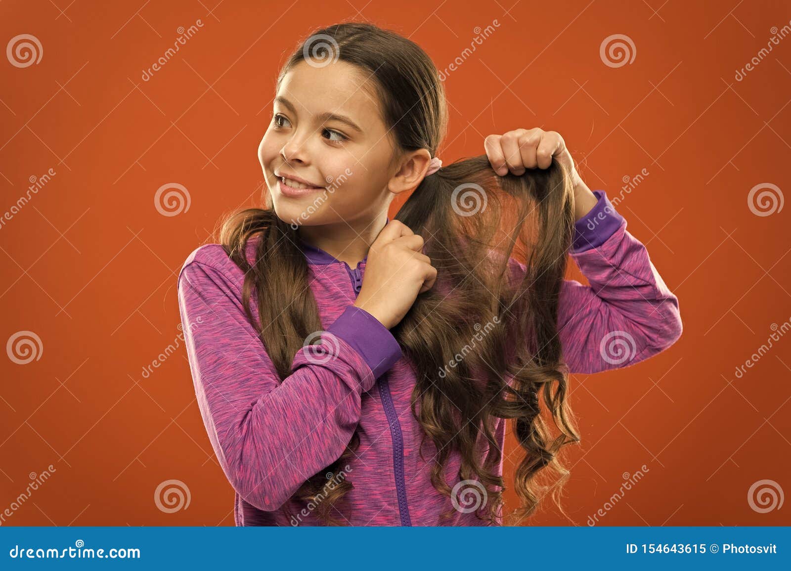 Charming Beauty. Girl Active Kid with Long Gorgeous Hair. Strong and  Healthy Hair Concept. How To Treat Curly Hair Stock Image - Image of making,  child: 154643615