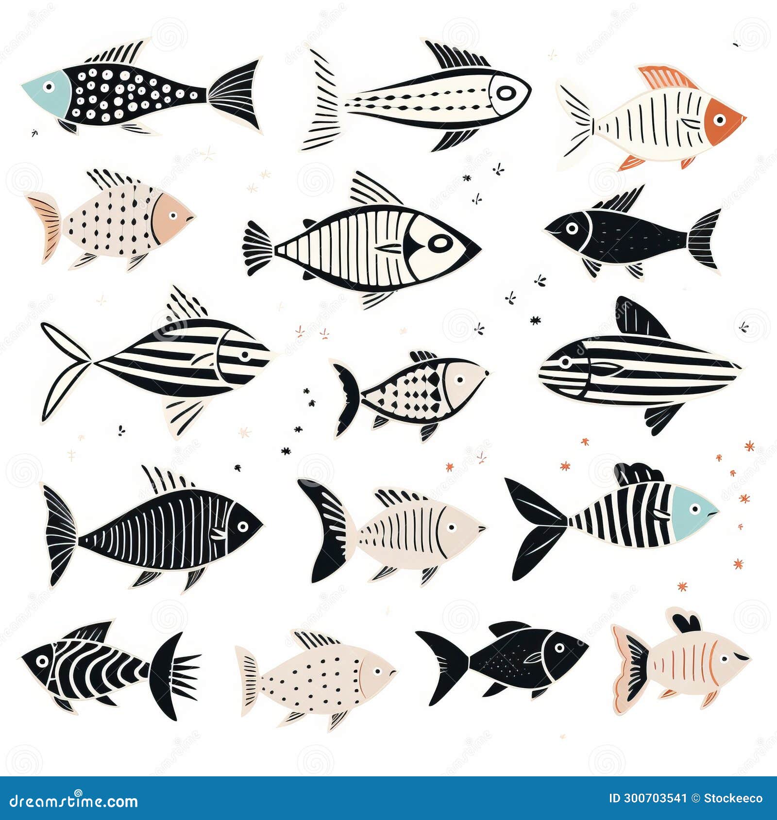 charming black and white fishes   with raw authenticity