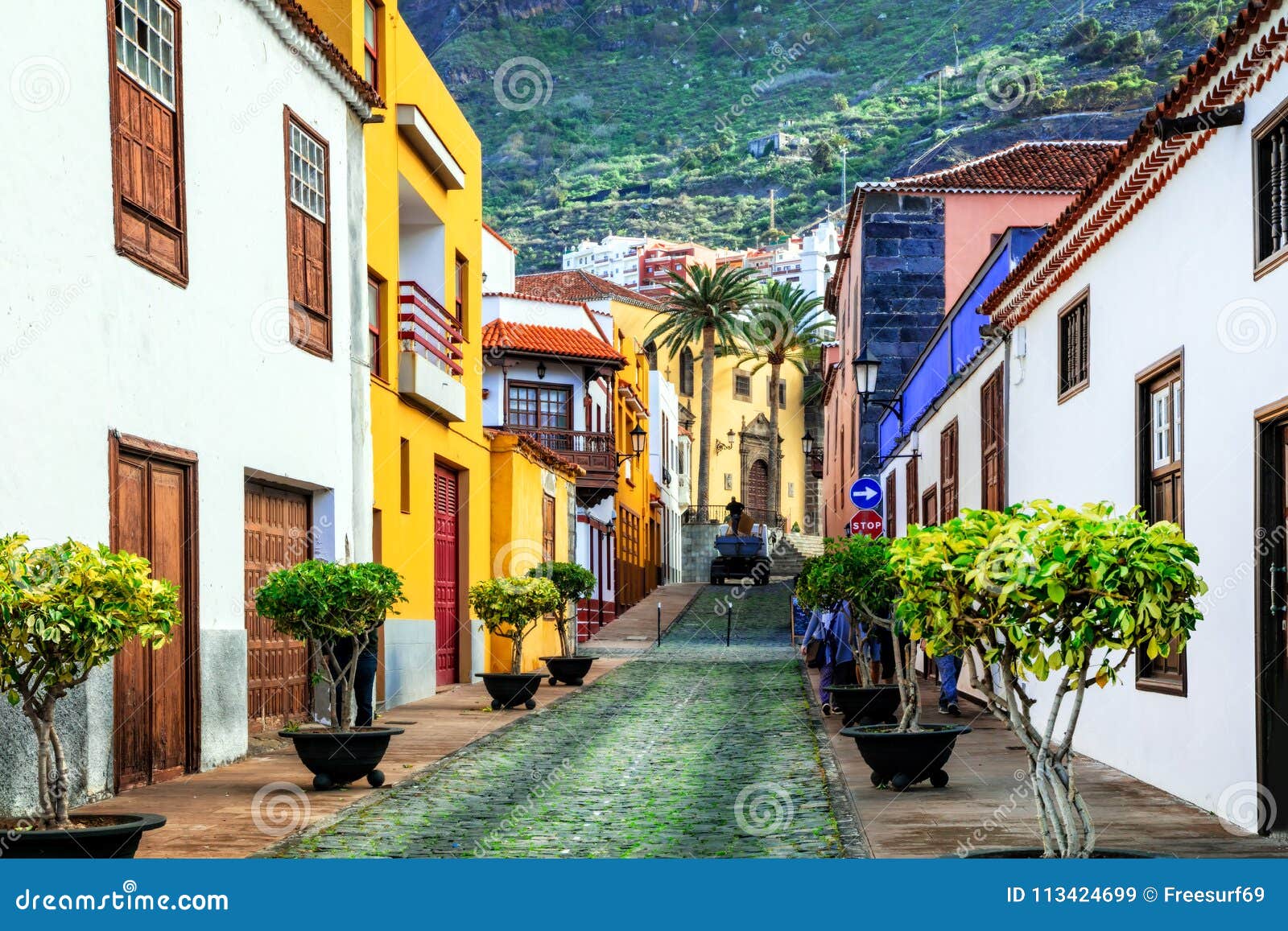 charming colorful streets of old colonial town garachico in tener