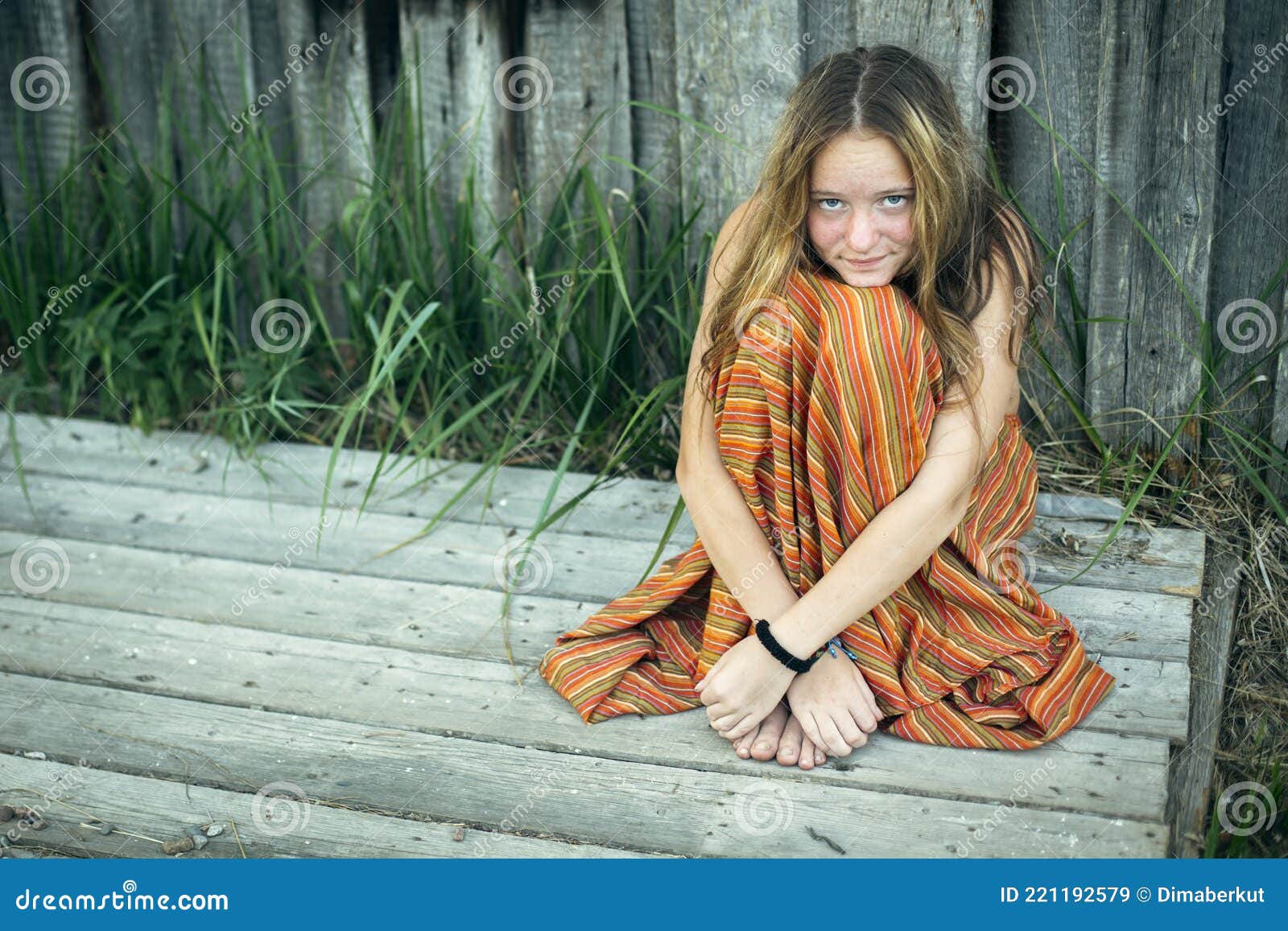 Charming Country Girl in the Outdoor in the Village. Stock Image ...