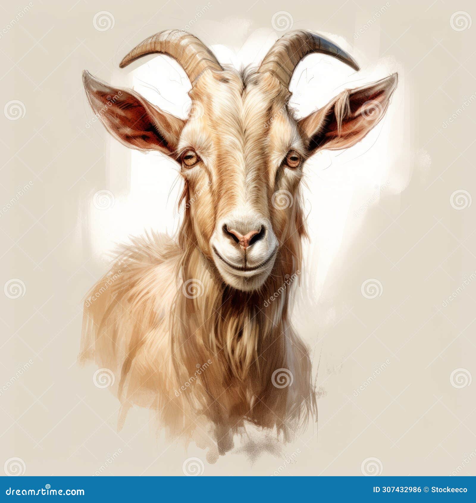 charming digital painting of a goat head - 8k resolution