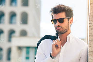 Charming and Fashionable Young Man with Sunglasses Stock Photo - Image ...