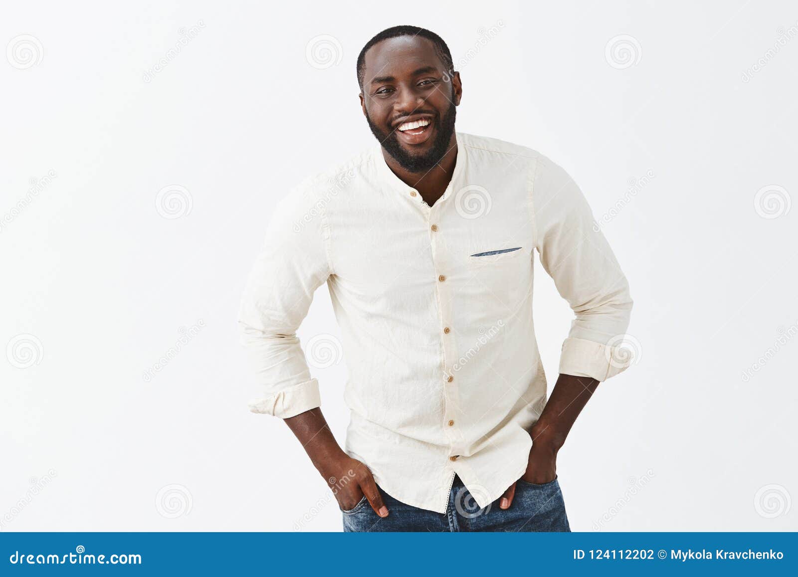 Charming Funny African American Mature Male Trying Make Jokes, Impress Cute  Woman, Chuckling and Smiling Broadly Stock Photo - Image of funny,  friendly: 124112202