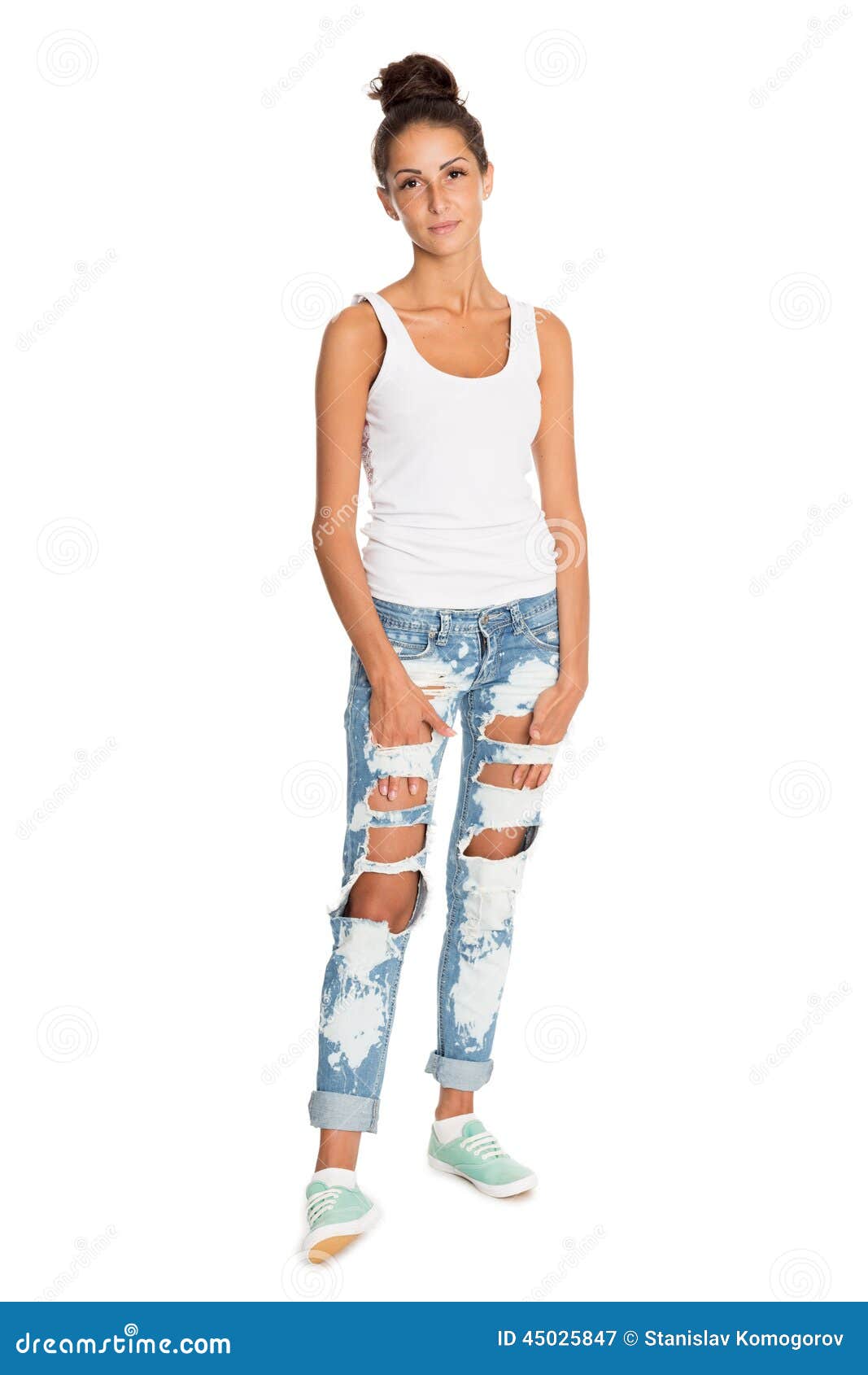 Charming girl in jeans stock image. Image of jeans, clothing 45025847