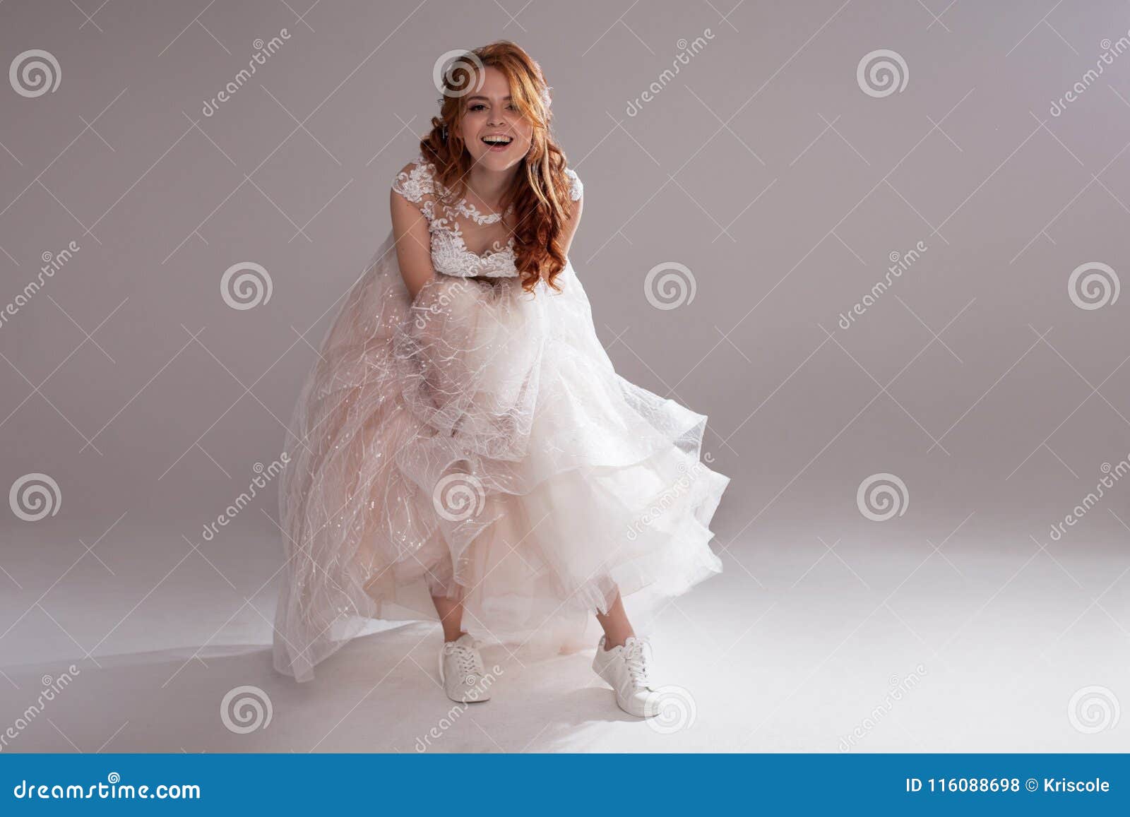 wedding gown with sneakers