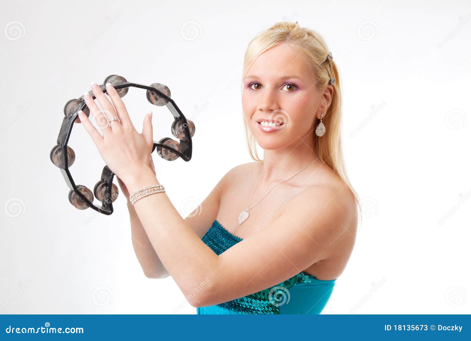 Charming Girl with Tambourine Stock Image Image of dance, artistic