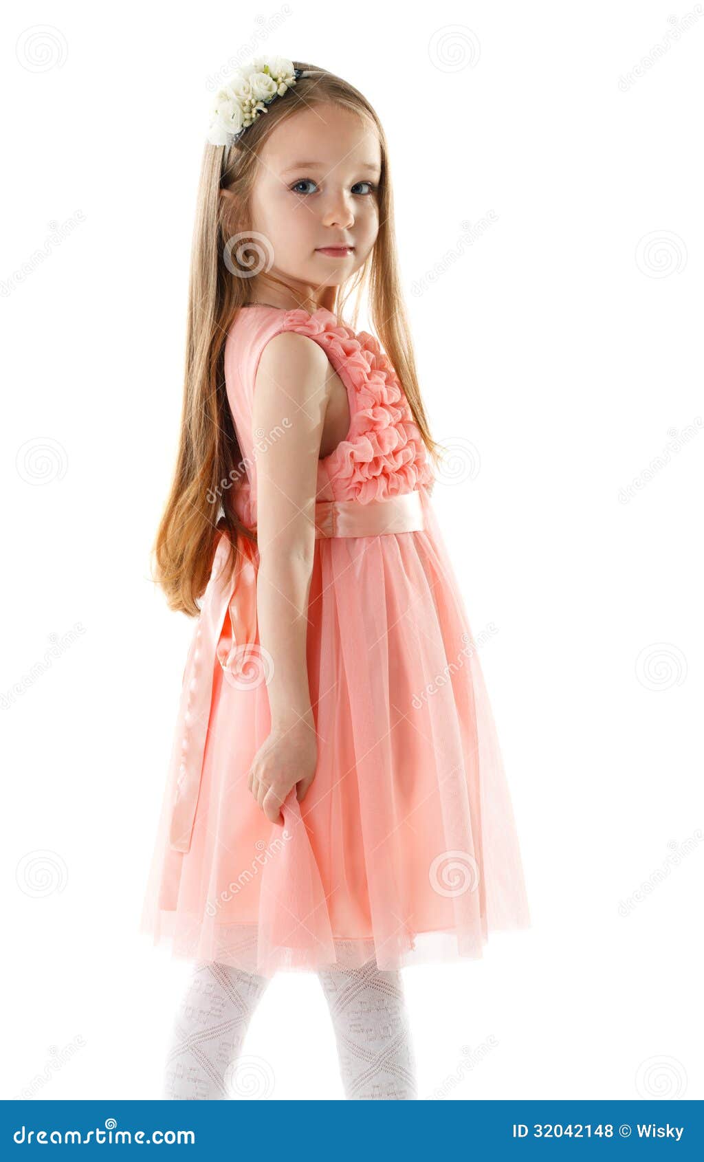 Charming Little Girl In Pink Dress And Rim Stock Photo -3034