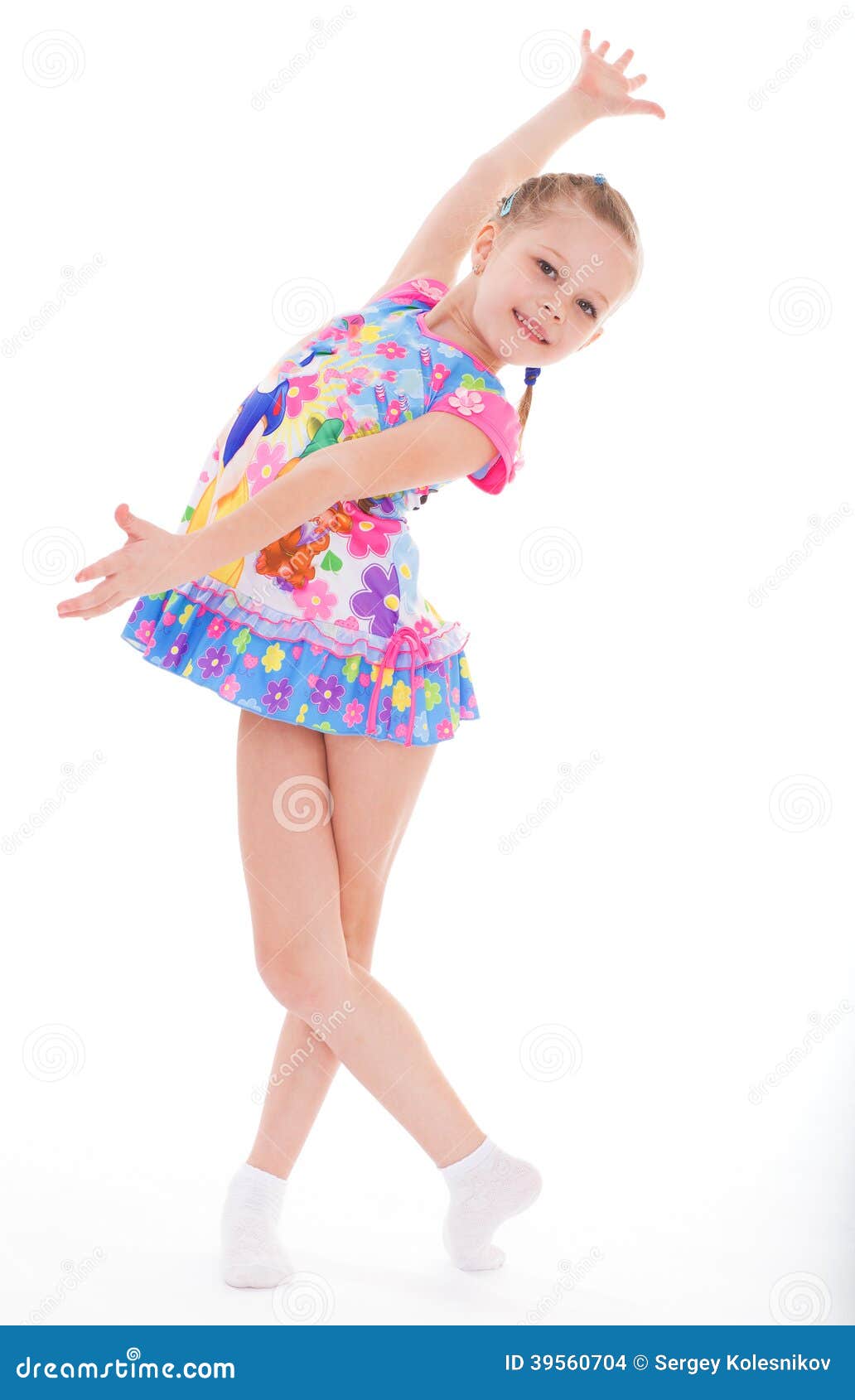 Beautiful Little Girl Short Denim Dress Stock Photo 1314750125